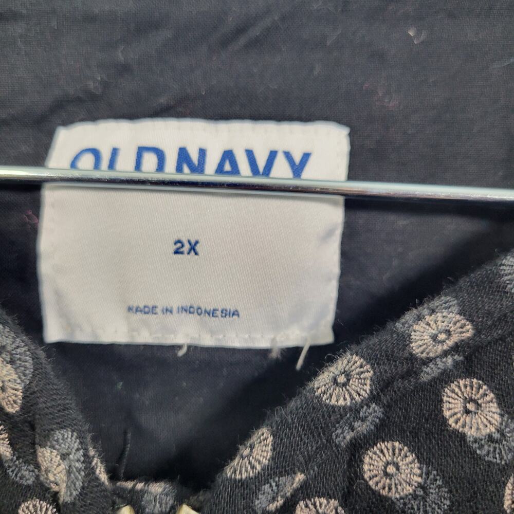Old Navy Crafted Bomber Black Geo Cropped Jacket Size 2X 121825-1245 - Picture 3 of 7